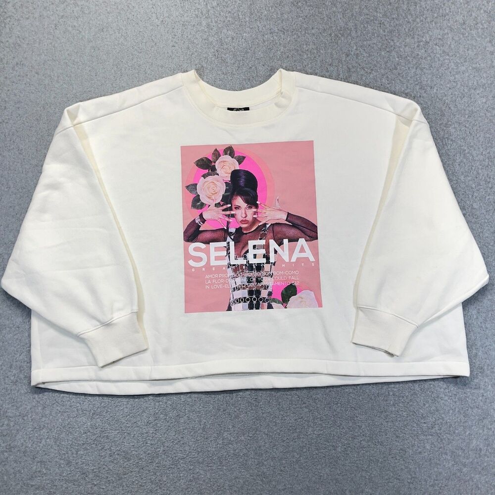 Official Selena Quintanilla Pullover Sweatshirt Women’s 3XL Off White Graphic